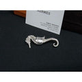 Hermes Seahorse Pin Badge Brooch Silver