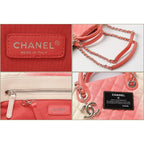 Chanel Tote Shoulder Bag Coral Pink Ivory Caviar Leather 2-Way — view 4