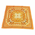 Hermes Carre 55 Apron D'or Golden Spur Silk Scarf Orange