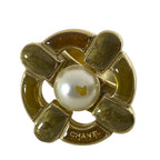 Chanel CC Logo Faux Pearl Ring Gold Plated Sophisticated Gorgeous