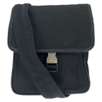 Prada Tessuto Black Silver Nylon Shoulder Bag Pochette