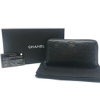 Chanel CC Logo Camellia Lambskin Zip Around Wallet Black — view 2