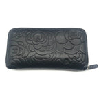 Chanel CC Logo Camellia Lambskin Zip Around Wallet Black — view 3