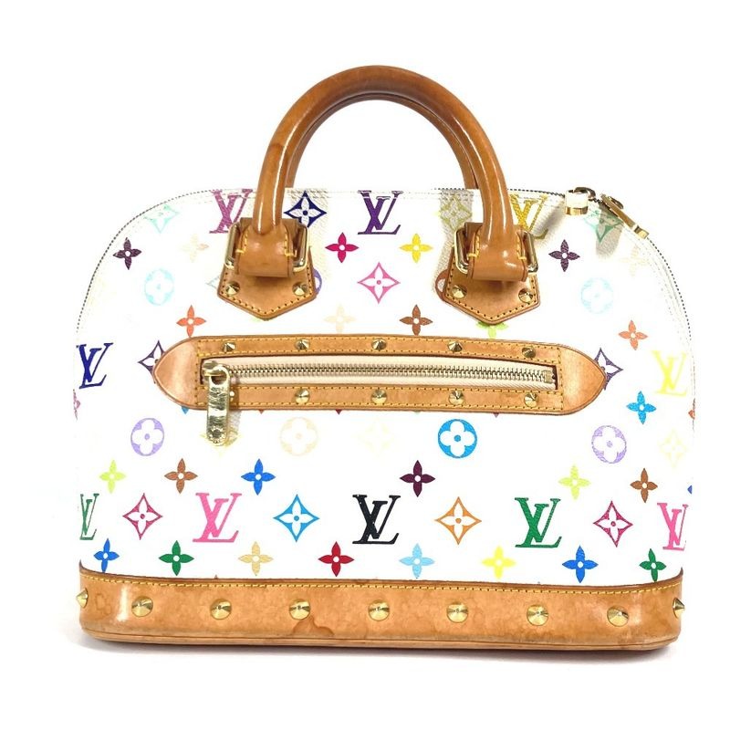 Louis Vuitton Handbag Alma Monogram Multicolor Canvas Bronze White