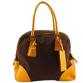 Prada Mini Boston Canvas Brown Tote Bag