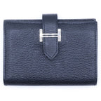 Hermes Bearn Mini Card Case Silver Black