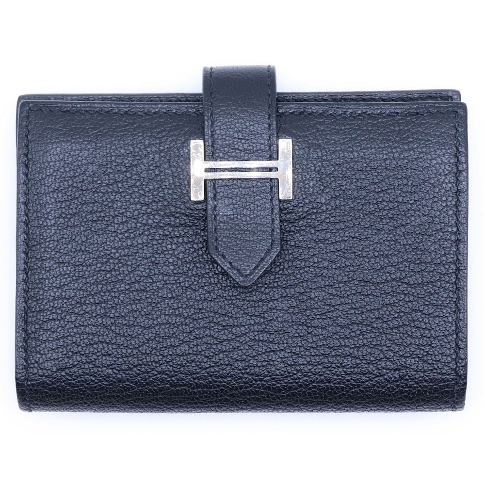 Hermes Bearn Mini Card Case Silver Black