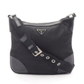 Prada Shoulder Bag Black Nylon Leather Triangle Logo