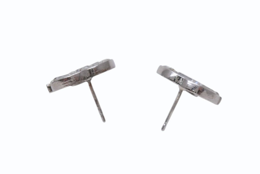 Chanel CC Logo Earrings Rhinestone Silver Color 01 — view 6