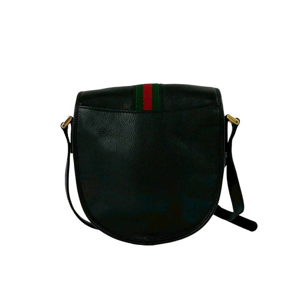 Gucci Vintage Sherry Line GG Logo Leather Shoulder Bag Pochette Black — view 3