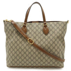 Gucci GG Supreme Tote 2-Way Shoulder Bag Crossbody Leather Beige Brown