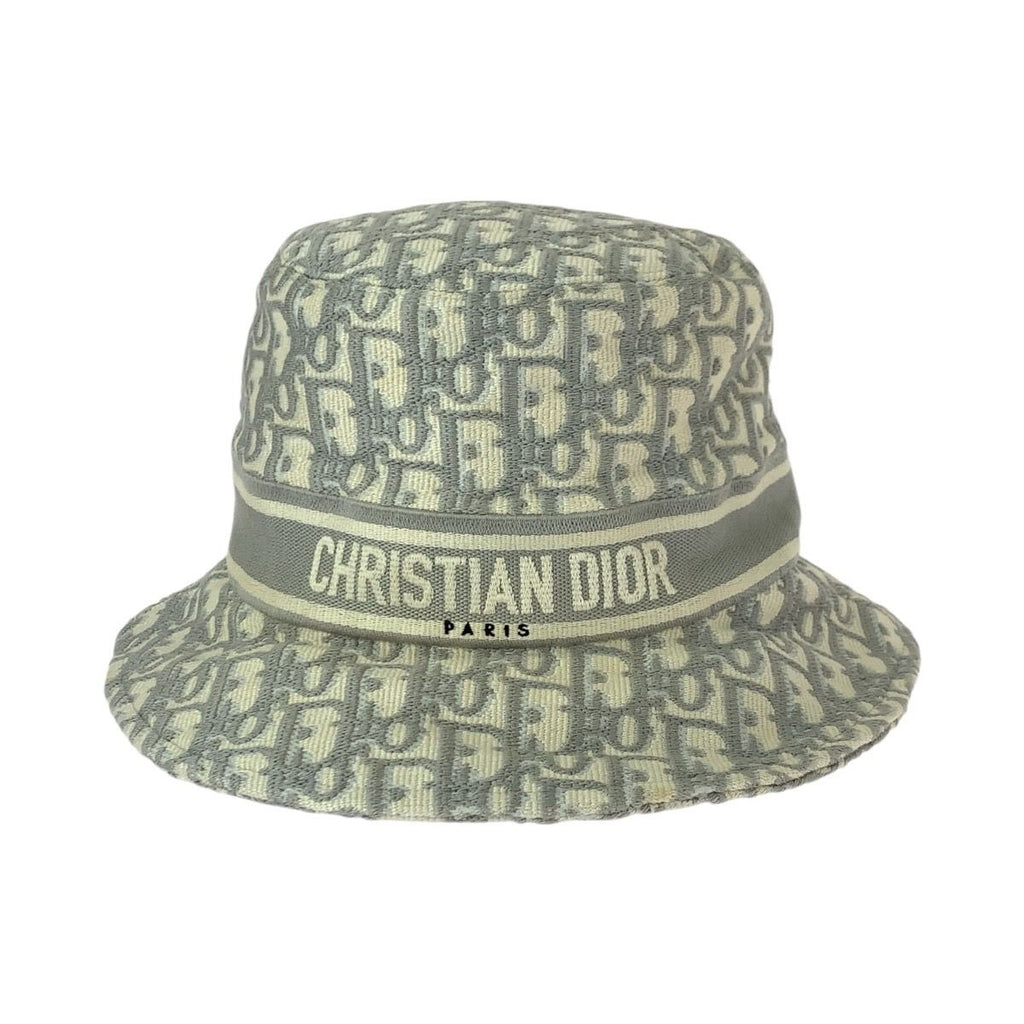 Dior Vintage Trotter Oblique White Cotton Hat Bucket