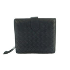 Bottega Veneta Intrecciato Wallet Bifold Coin Purse Leather Black