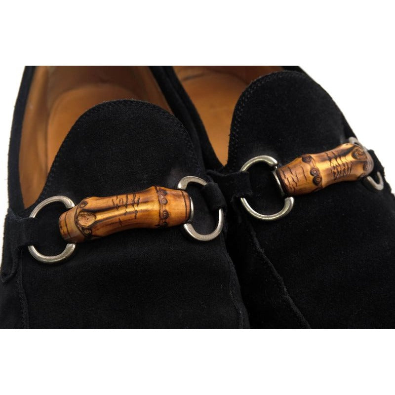 Gucci Bit Loafer Shoes Men Suede Leather Black Bamboo — view 6