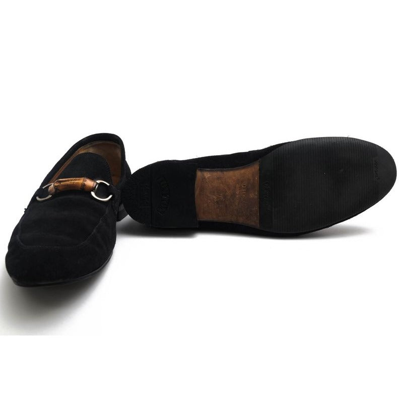 Gucci Bit Loafer Shoes Men Suede Leather Black Bamboo — view 7