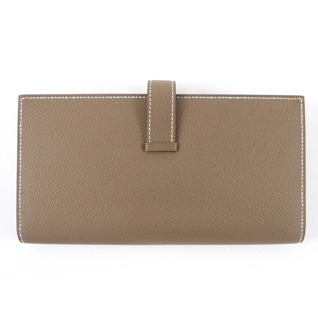 Hermes Bearn Souffle Etoupe Silver Leather Wallet — view 3