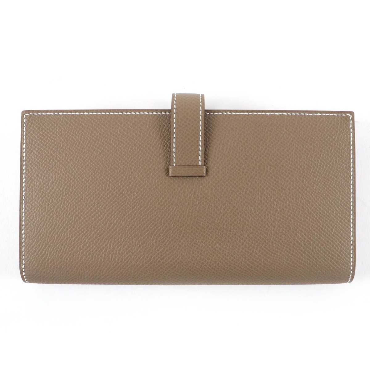 Hermes Bearn Souffle Etoupe Silver Leather Wallet — view 3