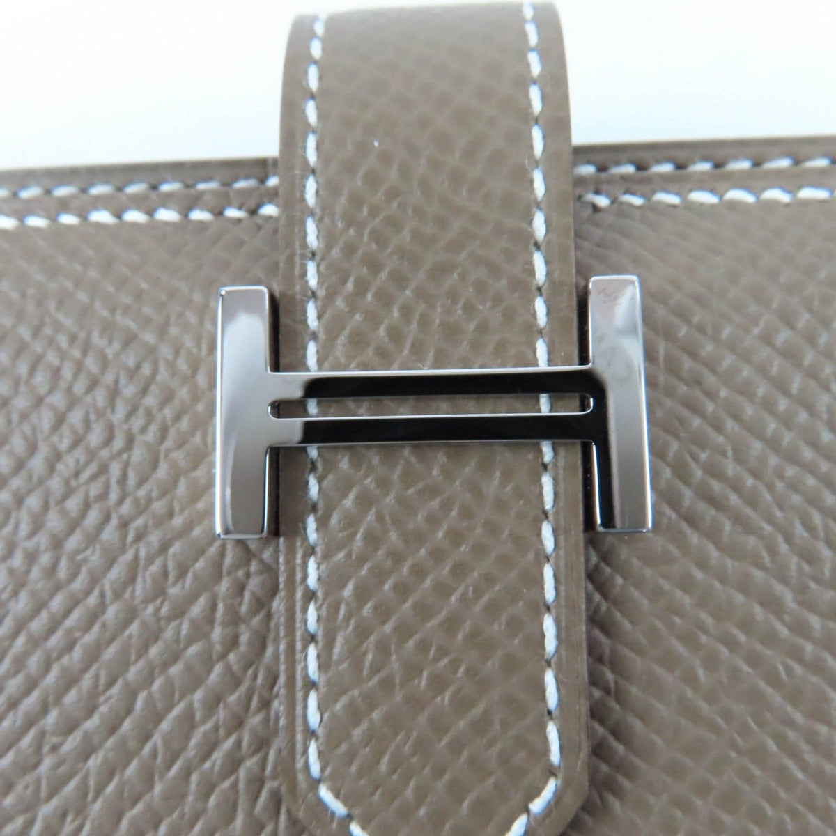 Hermes Bearn Souffle Etoupe Silver Leather Wallet — view 8