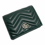 Gucci GG Marmont Double Card Case Wallet Green Bifold Box with Cloth Handbag
