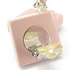 Chanel Earrings Square Coco Mark Heart Rhinestone Pink Silver Plated 04 — view 6