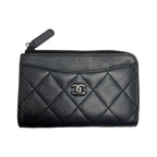 Chanel Quilted Classic Zip Card Ap3179 Black Case