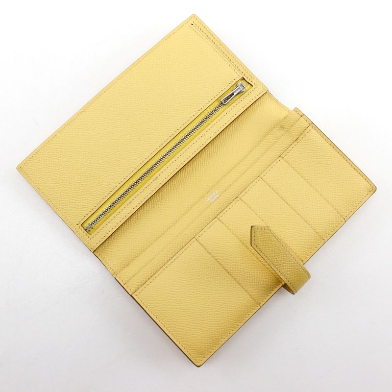 Hermes Bearn Souffle Vaux Epson Yellow R Long Wallet — view 6