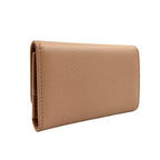 Prada Saffiano Metal Leather Pink Beige Key Case Gold Key Holder — view 2