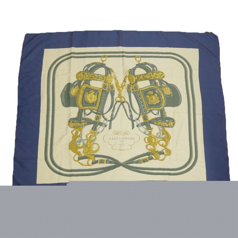 Hermes S Carre 90 Brides De GALA Ceremonial Bridle Navy 100% — view 3