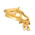 Chanel Vintage Beret Hat Ribbon Motif Brooch Gold Plated