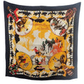 Hermes Carre 90 Ferea De Levlla Scarf Silk Black Yellow