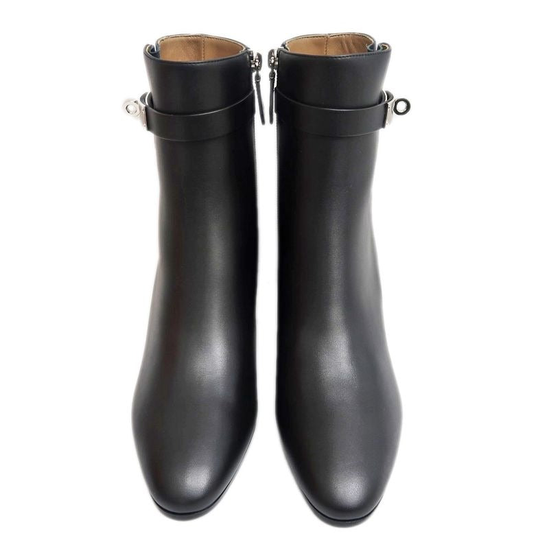 Hermes Short Boots Saint-germain Black 38 1 2 Leather Silver Hardware — view 3