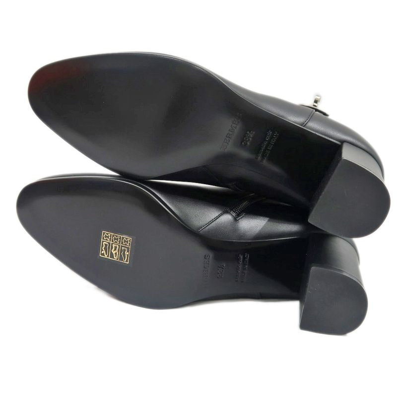 Hermes Short Boots Saint-germain Black 38 1 2 Leather Silver Hardware — view 7