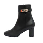 Hermes Short Boots Saint-germain Black 38 1 2 Leather Silver Hardware