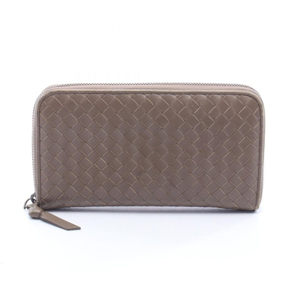 Bottega Veneta Round Wallet Intrecciato Brown Leather