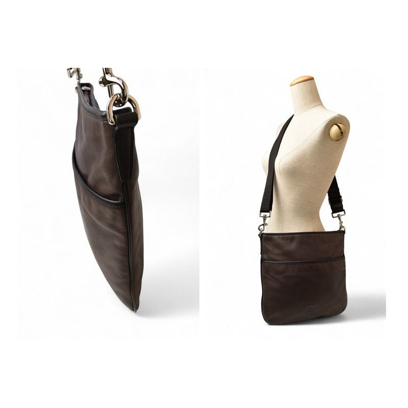 Loewe Shoulder Bag Crossbody Anagram Dark Brown Vintage — view 2