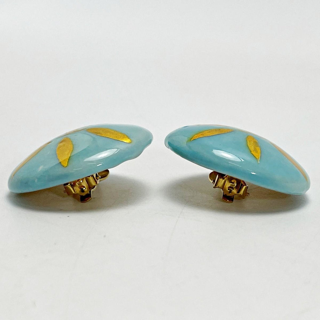 Chanel Coco Mark Light Blue Earrings Pottery GP Vintage Accessories — view 4