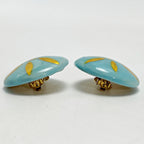 Chanel Coco Mark Light Blue Earrings Pottery GP Vintage Accessories — view 4