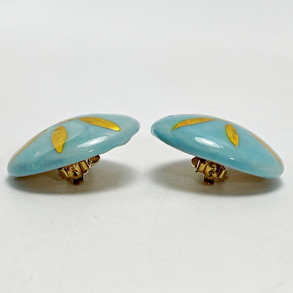 Chanel Coco Mark Light Blue Earrings Pottery GP Vintage Accessories — view 4