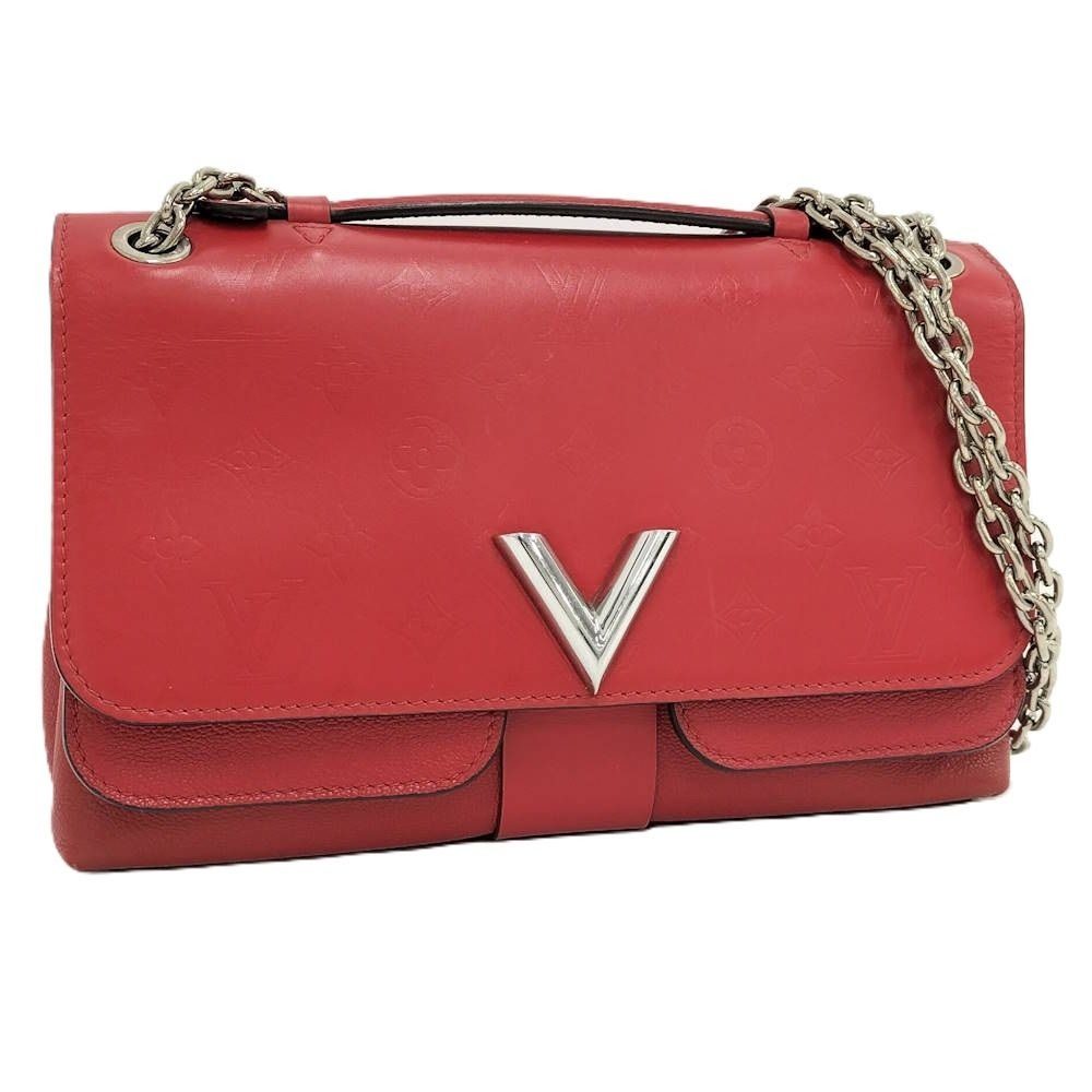 Louis Vuitton Very Chain Shoulder Bag Leather Ruby Red