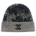 Chanel Camellia CC Logo Cashmere Blend Wool Knit Beanie