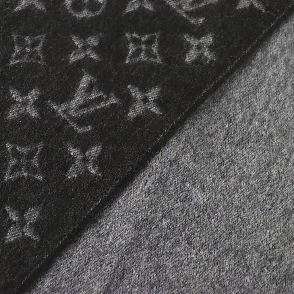Louis Vuitton Echarpe Monogram Gradient Cashmere Wool Scarf Noir Black — view 4