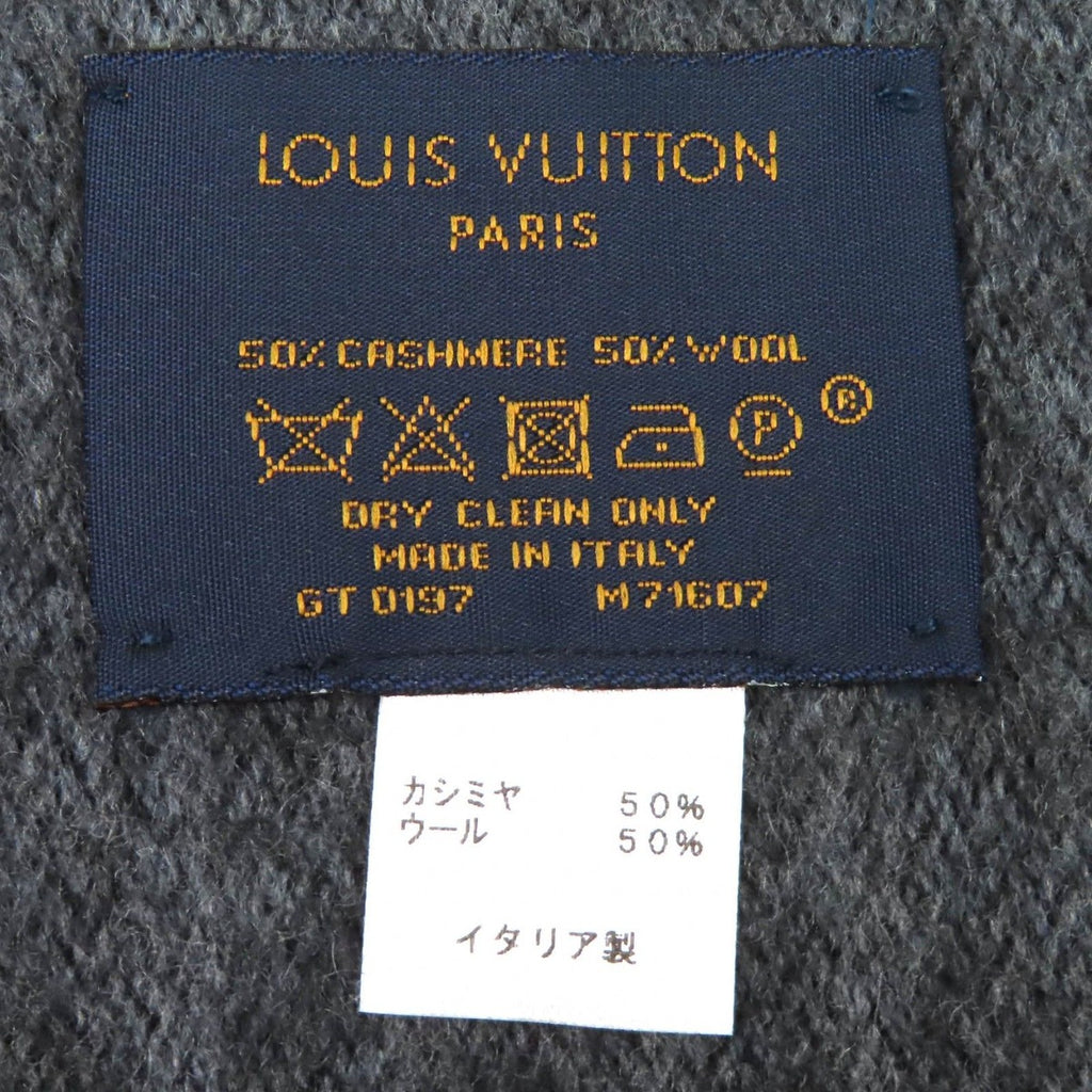 Louis Vuitton Echarpe Monogram Gradient Cashmere Wool Scarf Noir Black — view 6