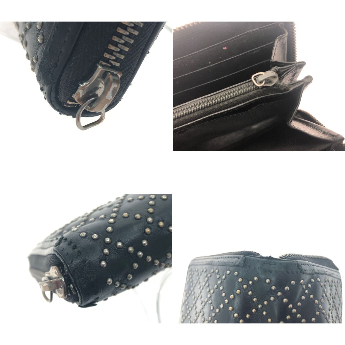 Gucci Diamante Studded Round Zipper Long Wallet GG 2 Heads — view 8