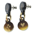 Hermes Fete Voges Earrings Playing Card Motif Buffalo Horn Metal Black