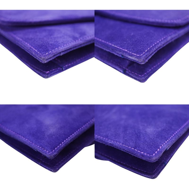 Hermes Vintage Dobris Shoulder Clutch Bag Purple 0 Suede 0058 — view 8