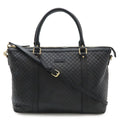 Gucci Micro Guccissima Tote 2-Way Shoulder Bag Crossbody Leather Black Gold