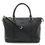 Gucci Micro Guccissima Tote 2-Way Shoulder Bag Crossbody Leather Black Gold