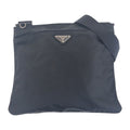Prada Tessuto Black Silver Nylon Shoulder Bag