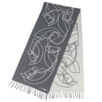 Hermes Entrelac Equestre Scarf Cashmere Horse Fringe Bicolor Gray — view 2