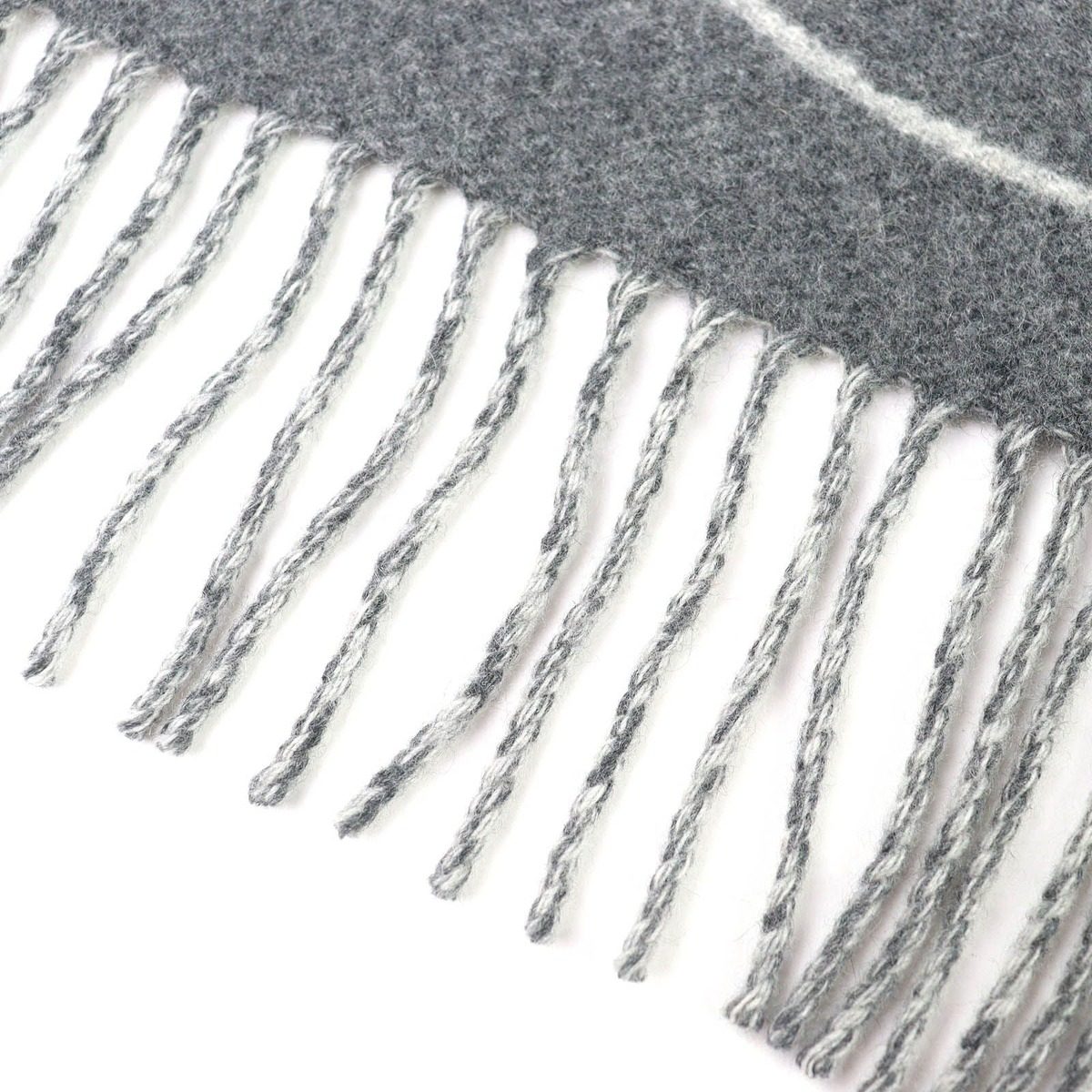 Hermes Entrelac Equestre Scarf Cashmere Horse Fringe Bicolor Gray — view 5